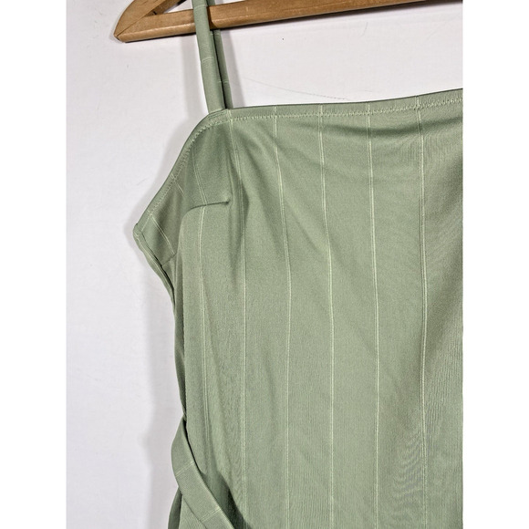 H&M Swimsuit Bathing Suit US Size L Green Padded Belted Vintage Inspired NEW - Picture 8 of 14